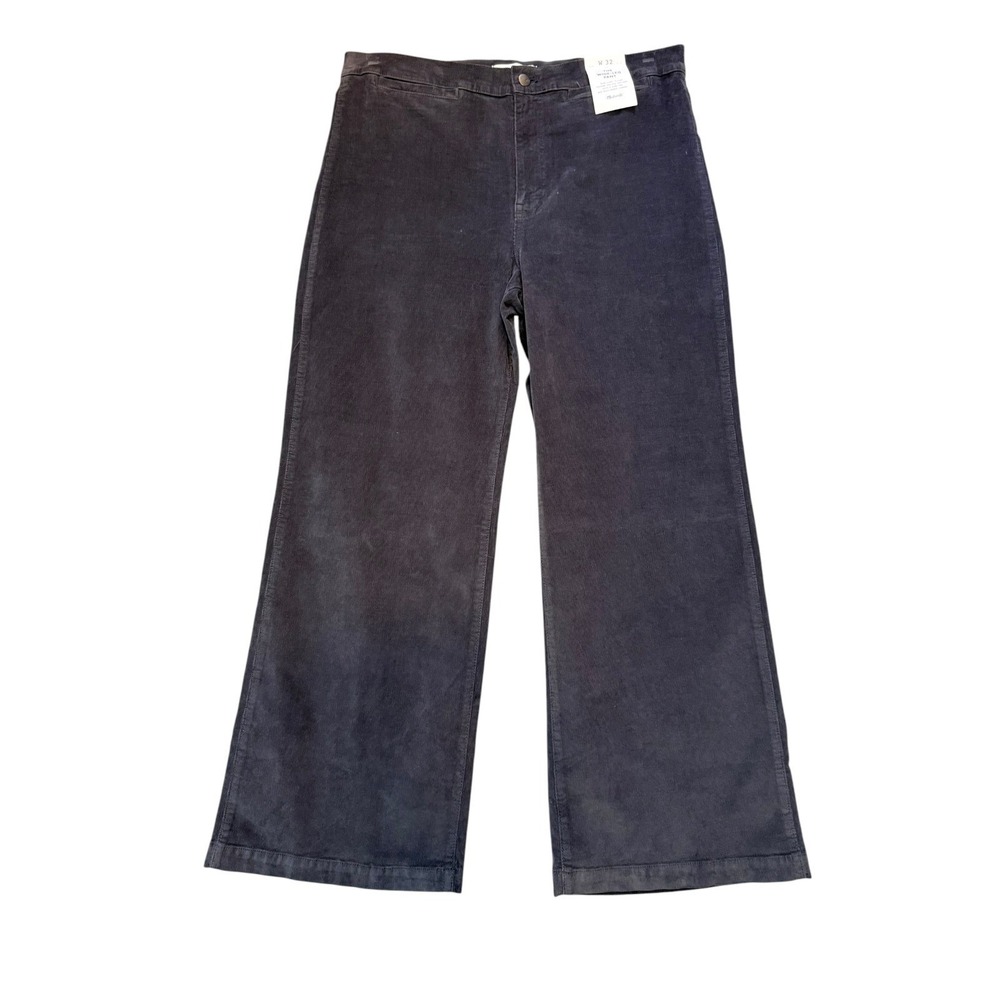 Madewell The Wide-Leg Pant Corduroy High Rise Charcoal Grey NX207 Size 6 28 NEW
